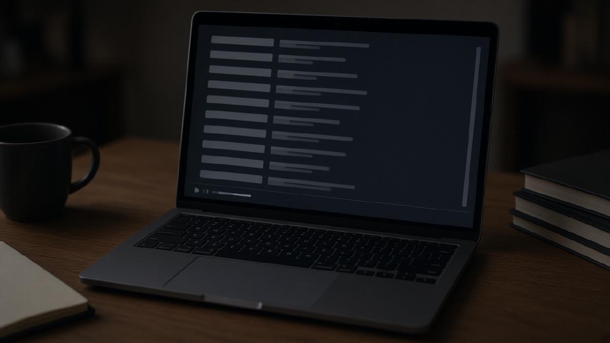 A laptop showing a list of tracks
