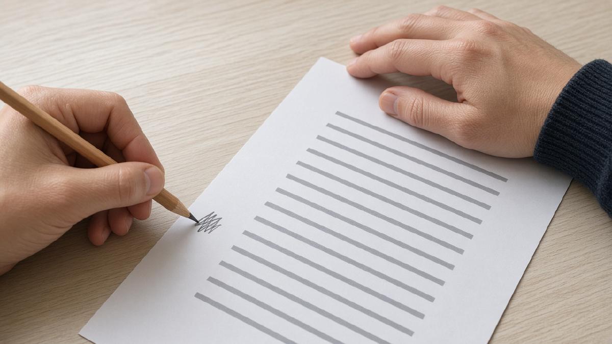 A reviewer marking a lyric sheet